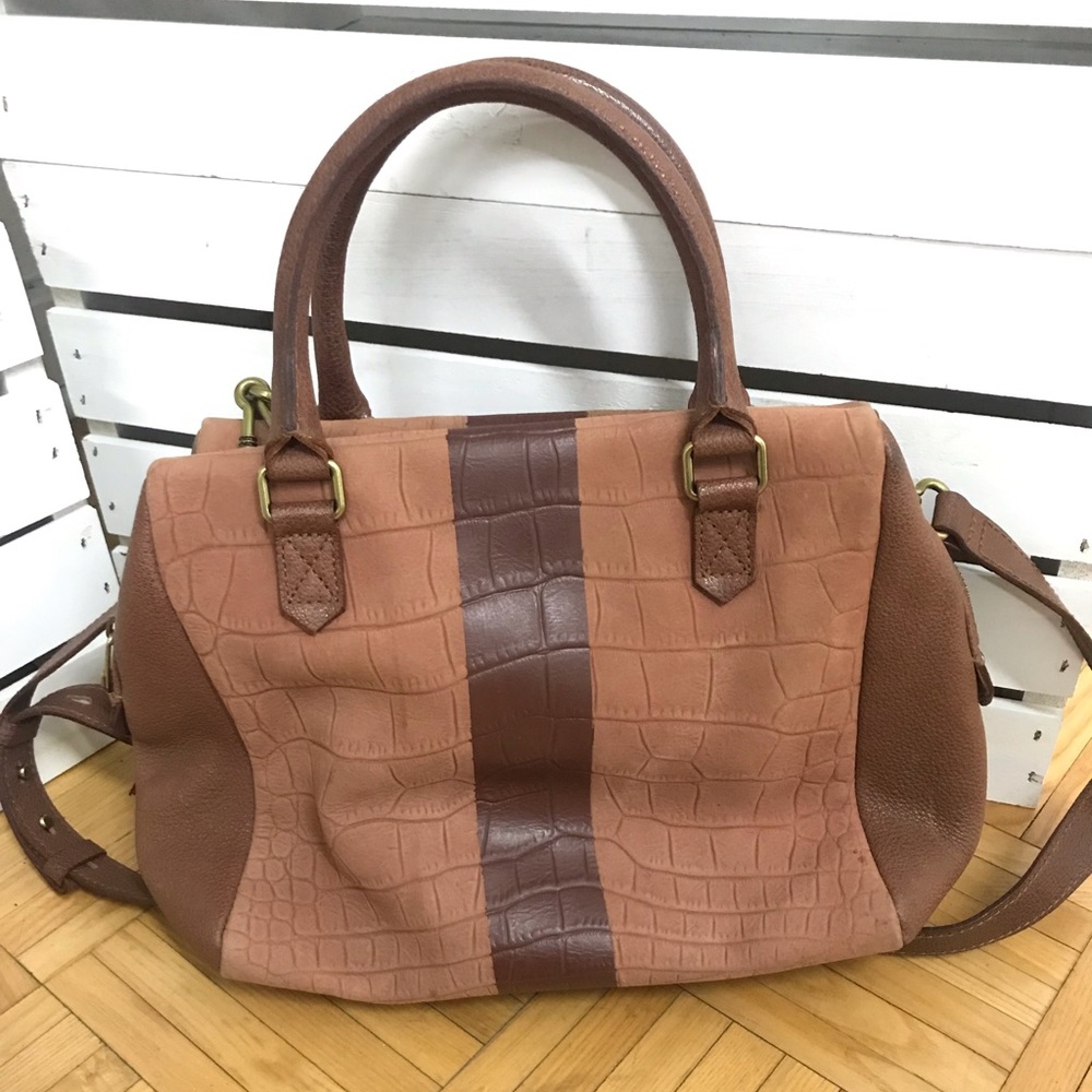 Madewell emboss pattern satchel leather bag